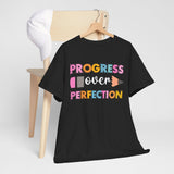 Progress Over Perfection Tee, Inspirational T-Shirt, Motivational Gift, Creative Apparel, Unisex Cotton Shirt