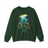 Skull Sunglasses Sweatshirt — Tropical Palm Skull Crewneck ("13" Lens)