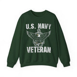 U.S. Navy Veteran Crewneck Sweatshirt - Distressed Anchor & Eagle Design