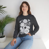Floral Daisies Crewneck Sweatshirt — Monochrome Garden Graphic