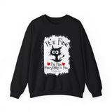Funny 'It's Fine' Cat Sweatshirt — Cute Black Cat Graphic Crewneck