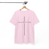 Faith Over Fear T‑Shirt — Minimal Christian Cross Tee