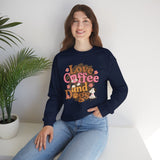 Love Coffee and Dogs Crewneck Sweatshirt — Retro Floral Dog Lover Pullover
