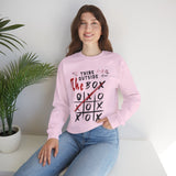 Crewneck Sweatshirt — "Think Outside The Box" Tic-Tac-Toe Graphic