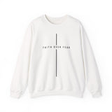 Faith Over Fear Crewneck Sweatshirt — Minimal Cross Inspirational Christian Sweatshirt