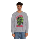 Alien Graphic Sweatshirt — "I Do Not Believe in Humans" Crewneck