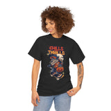 Halloween Skateboard Tee, Chills and Thrills Graphic T-Shirt, Unisex Cotton Shirt, Fall Fashion, Halloween Costume, Gift for Skaters