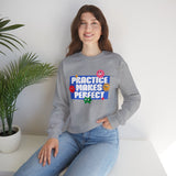Crewneck Sweatshirt - "Practice Makes Perfect" Colorful Floral Graphic