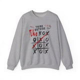 Crewneck Sweatshirt — "Think Outside The Box" Tic-Tac-Toe Graphic