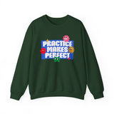 Crewneck Sweatshirt - "Practice Makes Perfect" Colorful Floral Graphic