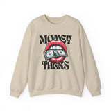 Money Talks Crewneck Sweatshirt — Retro Lips & Dollar Graphic Streetwear
