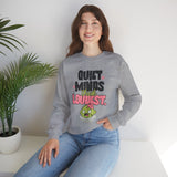 Crewneck Sweatshirt — "Quiet Minds Think Loudest" Cute Green Character Graphic