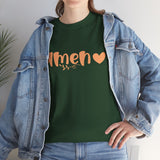 Amen Heart T‑Shirt — Faith Graphic Tee with Script "Amen" and Heart