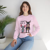 Crewneck Sweatshirt — "I Don't Give A" Cute Mouse & Donkey Graphic