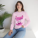 Crewneck Sweatshirt - "No One Cares Except Yourself" Retro Pink Self-Care Graphic
