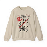Crewneck Sweatshirt — "Think Outside The Box" Tic-Tac-Toe Graphic
