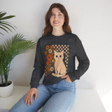 Cat & Retro Daisies Crewneck Sweatshirt