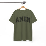 Amen Graphic Tee — Vintage Black Text Christian T‑Shirt