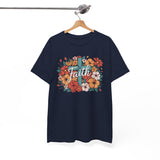 Faith Floral T-Shirt — Vintage Cross & Flowers Christian Tee