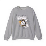 Crewneck Sweatshirt — "Time to Wake Up and Live" Alarm Clock Graphic