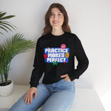 Crewneck Sweatshirt - "Practice Makes Perfect" Colorful Floral Graphic