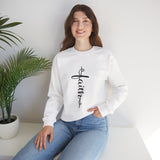 Faith Cross Crewneck Sweatshirt — Vertical Script Christian Sweatshirt
