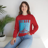Winter Mountain Sweatshirt — 'WINTER' Snowy Peak Crewneck