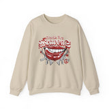Crewneck Sweatshirt — Red Grin Graphic "Words Are" Streetwear