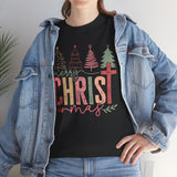 Merry Christ-mas Christmas Tee — Vintage Trees & Cross Holiday T‑Shirt