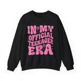 Teen Birthday Sweatshirt - "In My Official Teenager Era" Pink Graphic Crewneck