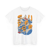 Surfer Wave Unisex Heavy Cotton Tee, Beach Vibes Shirt, Cool Gift for Surfers, Summer Style, Ocean Lover Tee, Fun Casual Wear