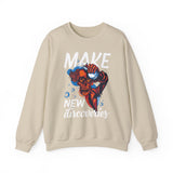 Make New Discoveries Crewneck Sweatshirt — Skull Explorer Graphic Pullover
