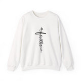 Faith Cross Crewneck Sweatshirt — Vertical Script Christian Sweatshirt