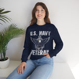 U.S. Navy Veteran Crewneck Sweatshirt - Distressed Anchor & Eagle Design