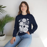 Floral Daisies Crewneck Sweatshirt — Monochrome Garden Graphic
