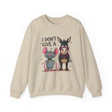 Crewneck Sweatshirt — "I Don't Give A" Cute Mouse & Donkey Graphic