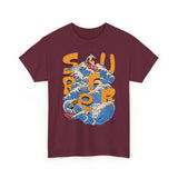 Surfer Wave Unisex Heavy Cotton Tee, Beach Vibes Shirt, Cool Gift for Surfers, Summer Style, Ocean Lover Tee, Fun Casual Wear