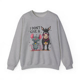 Crewneck Sweatshirt — "I Don't Give A" Cute Mouse & Donkey Graphic