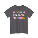 Progress Over Perfection Tee, Inspirational T-Shirt, Motivational Gift, Creative Apparel, Unisex Cotton Shirt