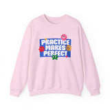 Crewneck Sweatshirt - "Practice Makes Perfect" Colorful Floral Graphic