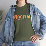 Amen Heart T‑Shirt — Faith Graphic Tee with Script "Amen" and Heart