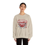 Crewneck Sweatshirt — Red Grin Graphic "Words Are" Streetwear