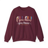 Crewneck Sweatshirt — "If You Know, You Know" Retro Stripe Graphic