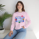 Crewneck Sweatshirt - "Practice Makes Perfect" Colorful Floral Graphic