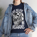 Alien Graphic Tee — "I Do Not Believe In Humans" Sci‑Fi Skull T-Shirt