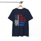 God, Family, Country T-Shirt — Patriotic American Flag Tee