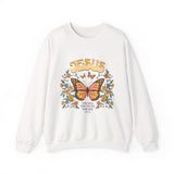 Butterfly Jesus Sweatshirt - Cozy Biblical Crewneck, Faith-Inspired Gift, Spiritual Apparel, Religious Fashion, Perfect for Everyday Use