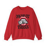 Money Talks Crewneck Sweatshirt — Retro Lips & Dollar Graphic Streetwear