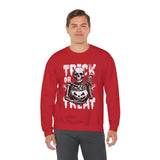 Halloween Skeleton Sweatshirt - Trick or Treat Outfit, Unisex Fall Apparel, Spooky Season Gear, Halloween Costume Alternative