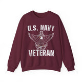 U.S. Navy Veteran Crewneck Sweatshirt - Distressed Anchor & Eagle Design
